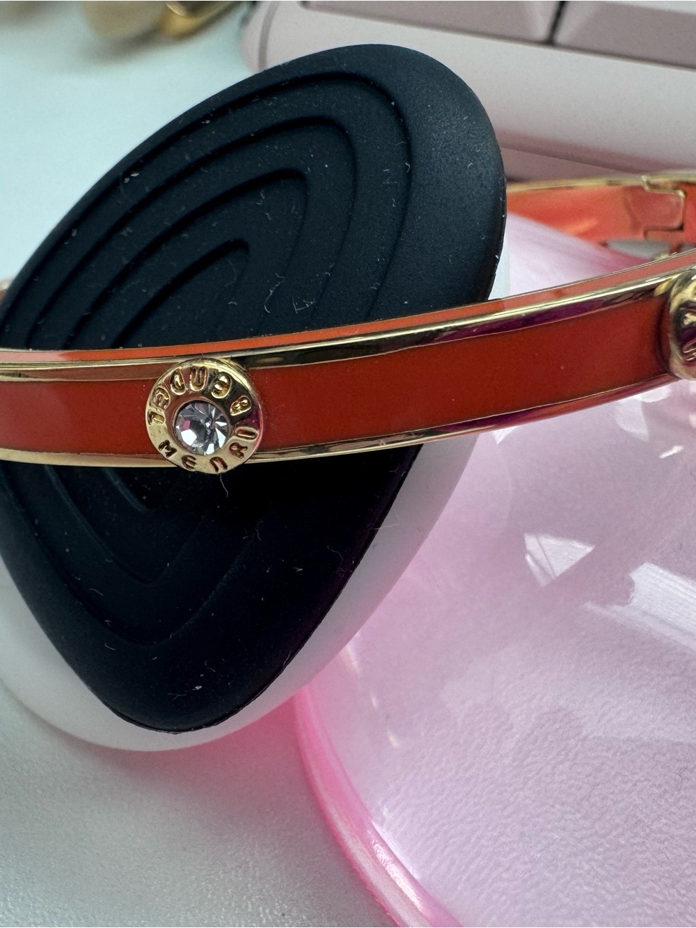 Henry Bender orange enamel bangle bracelet